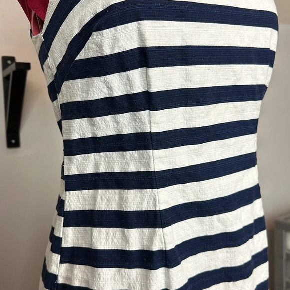 BB Dakota stretch cotton navy white stripe sleeveless fitted mini dress - Picture 9 of 12